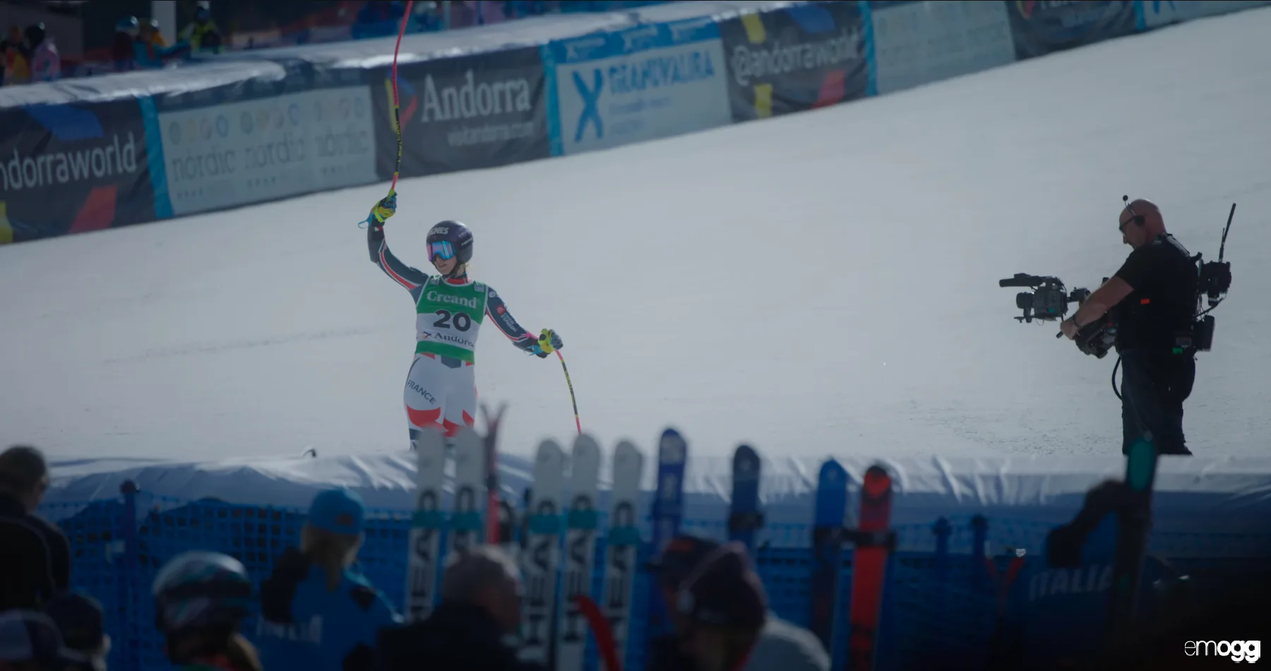 Grada principal de meta de la Copa del Mundo de esquí en El Tarter, Grandvalira